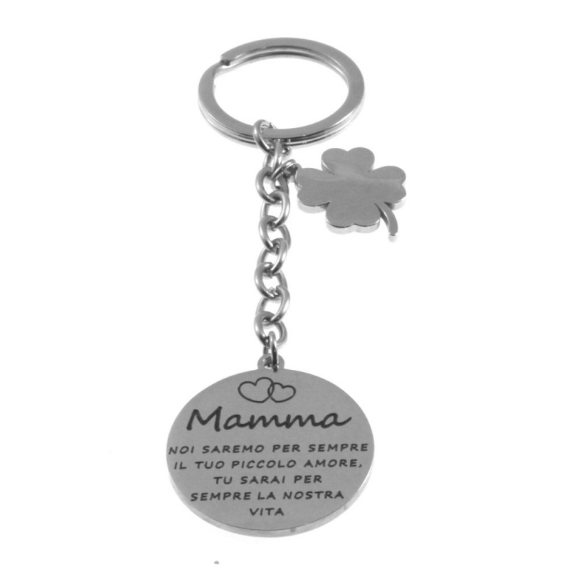 portachiavi mamma con frasi in acciaio