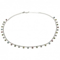 girocollo donna in acciaio con strass colorati