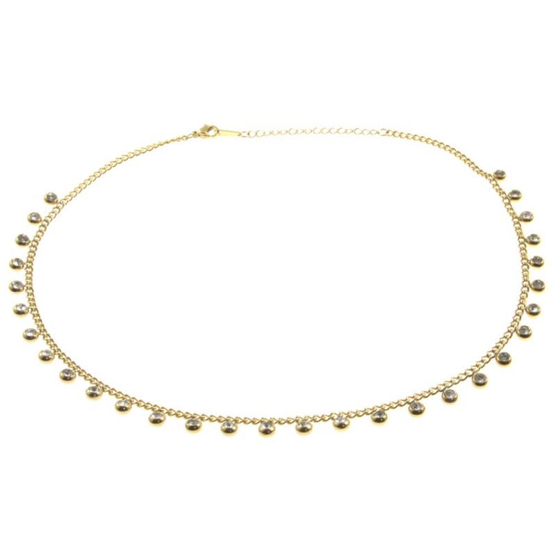 girocollo donna in acciaio dorato con strass