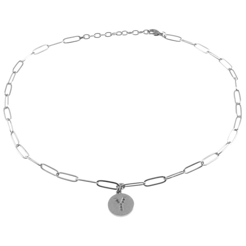 collana con lettere y iniziale in acciaio e strass