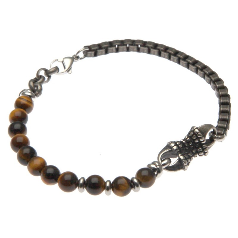 bracciale uomo acciaio invecchiato e pietre