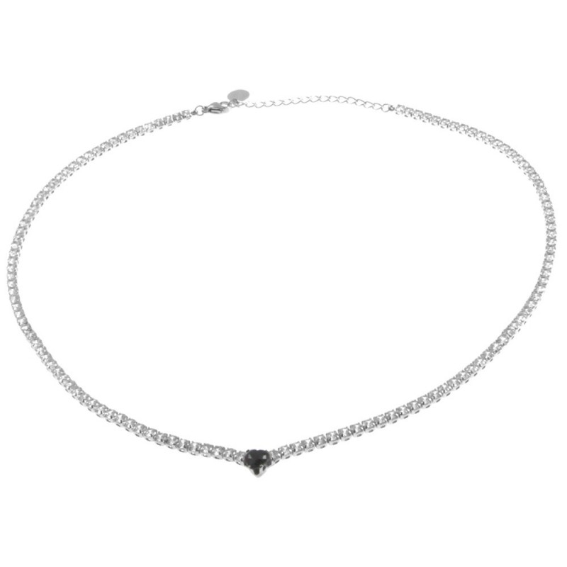 girocollo tennis donna in acciaio con cuore