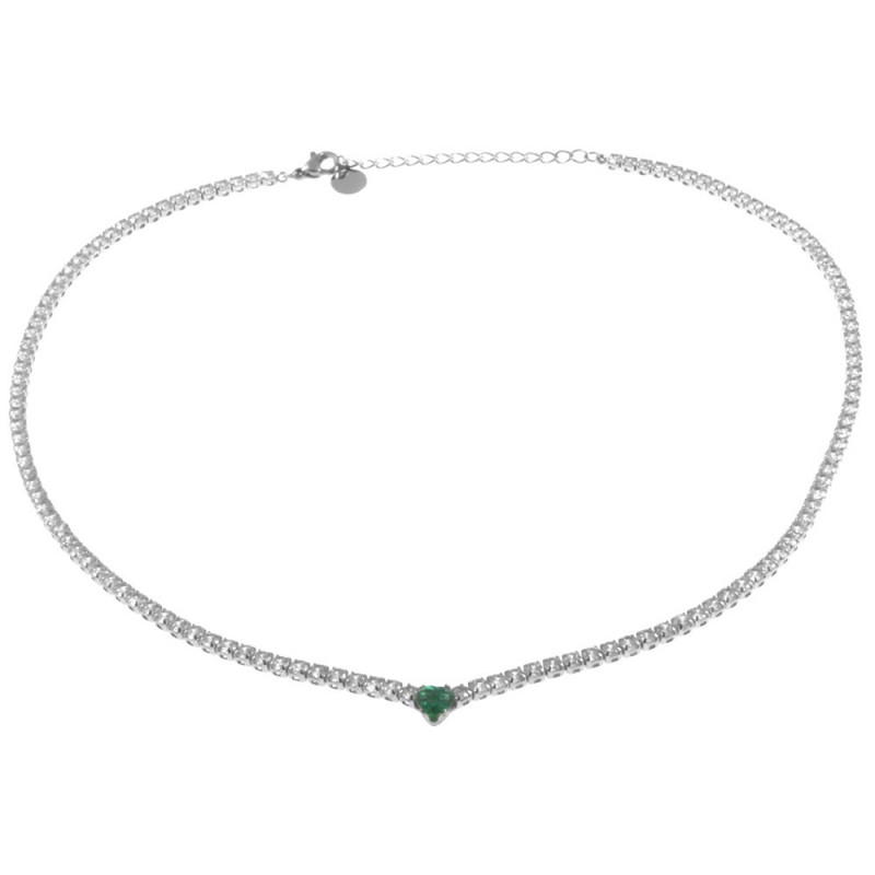 girocollo tennis donna in acciaio con cuore