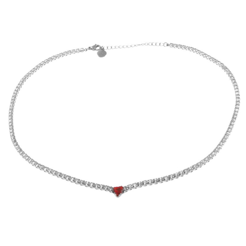 girocollo tennis donna in acciaio con cuore