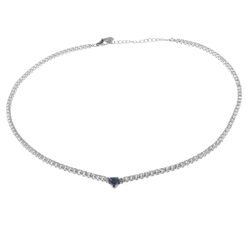girocollo tennis donna in acciaio con cuore