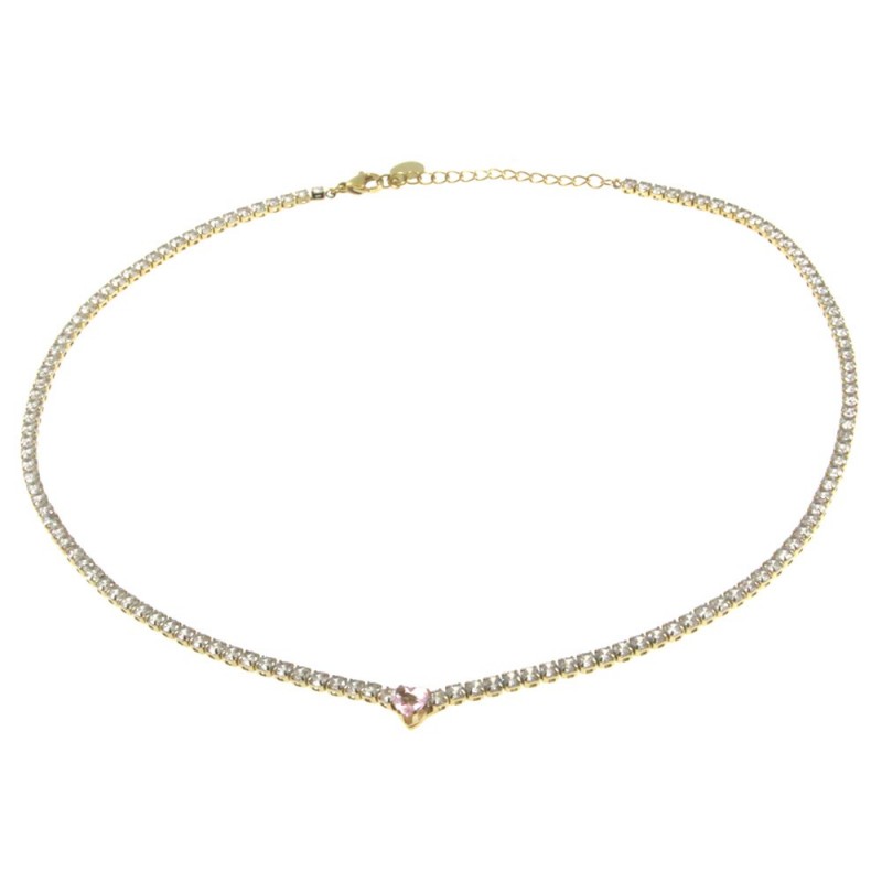 girocollo tennis donna in acciaio con cuore