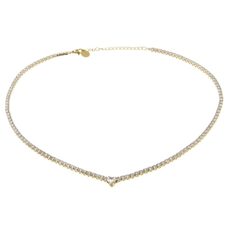 girocollo tennis donna in acciaio con cuore