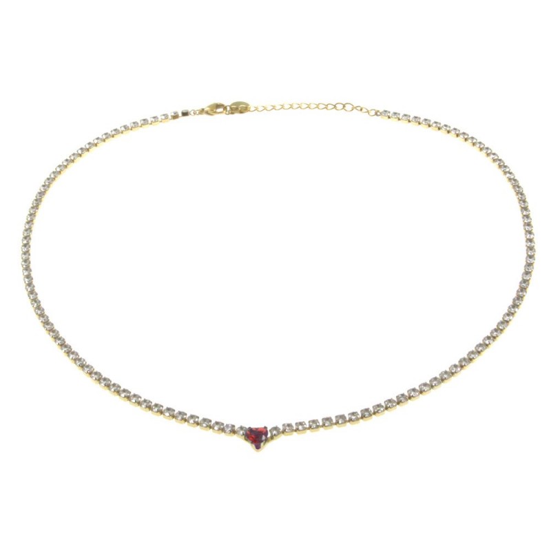 girocollo tennis donna in acciaio con cuore
