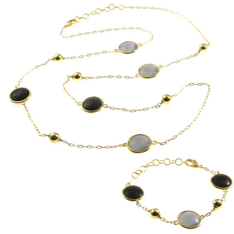 parure donna collana e bracciale in bronzo e cristalli