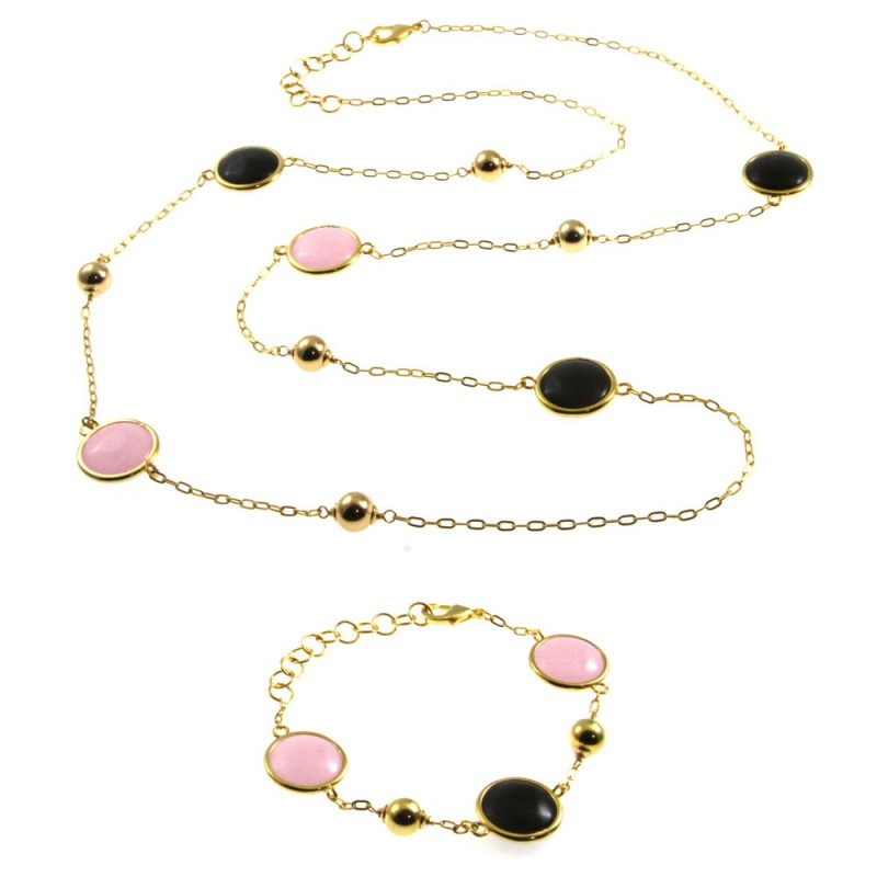 parure donna collana e bracciale in bronzo e cristalli