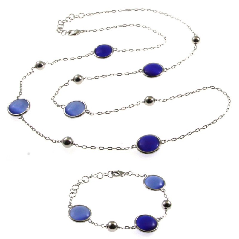 parure donna collana e bracciale in bronzo e cristalli