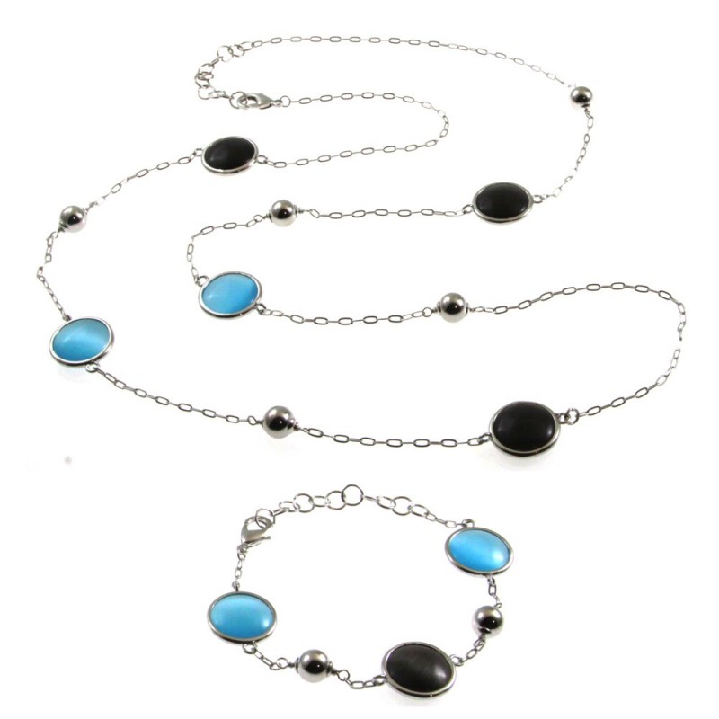 parure donna collana e bracciale in bronzo e cristalli