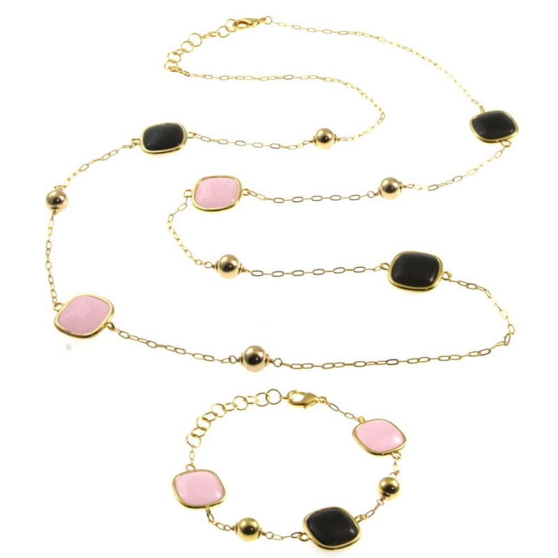 parure donna collana e bracciale in bronzo e cristalli