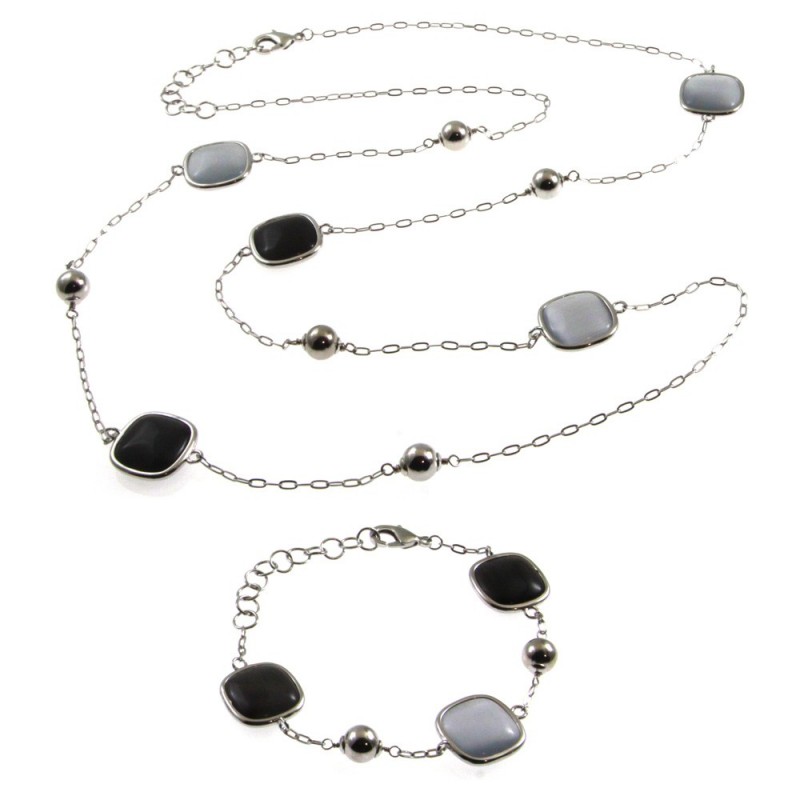 parure donna collana e bracciale in bronzo e cristalli