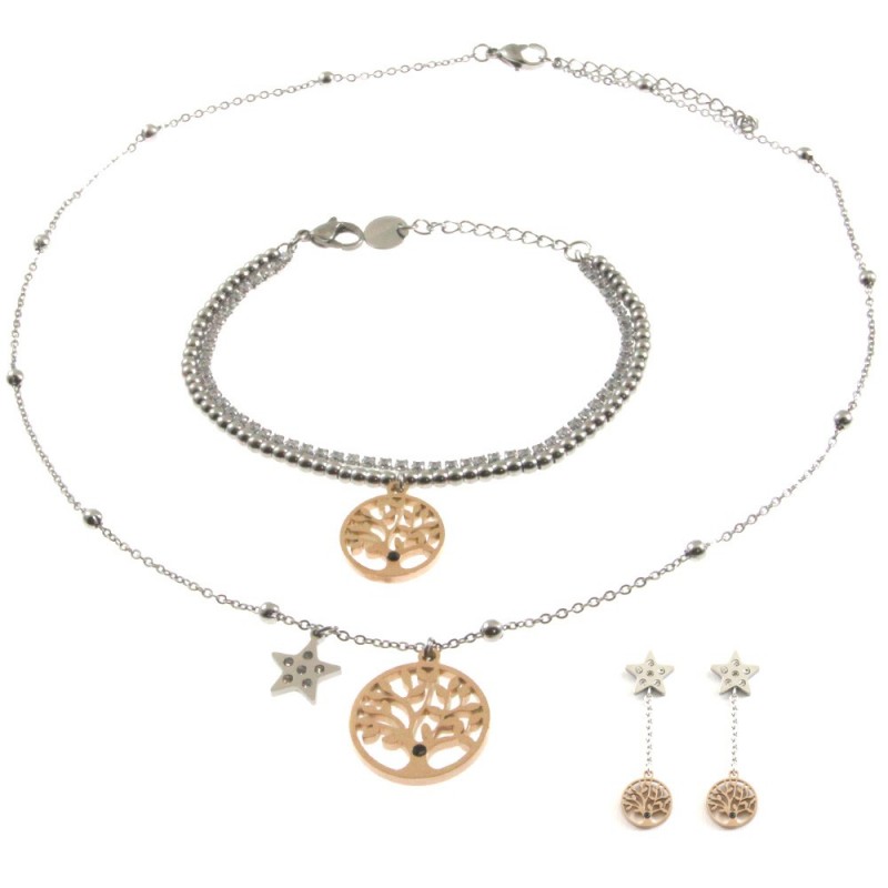 parure donna albero della vita in acciaio