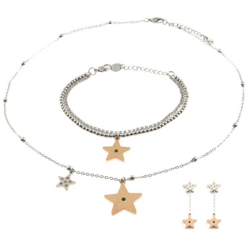 parure donna stelline in acciaio