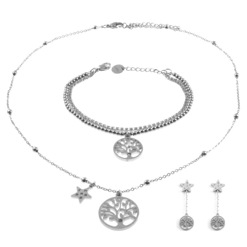 parure donna albero della vita in acciaio