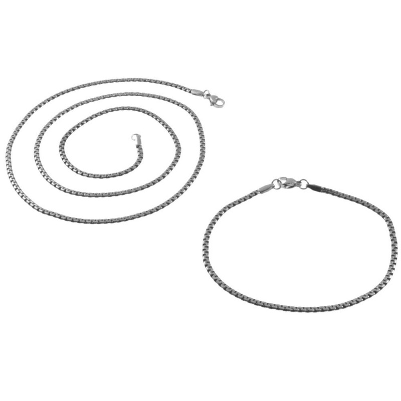 parure uomo collana bracciale in acciaio
