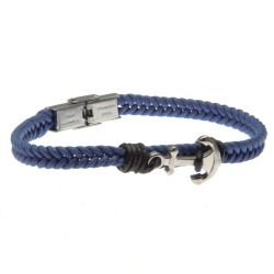bracciale uomo con ancora in acciaio e pelle intrecciata