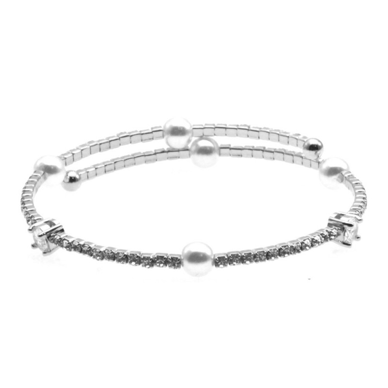 bracciale donna strass e perle rigido