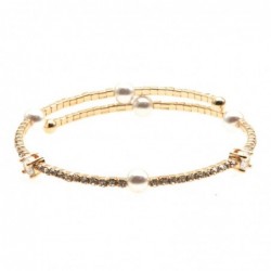 bracciale donna strass e perle rigido