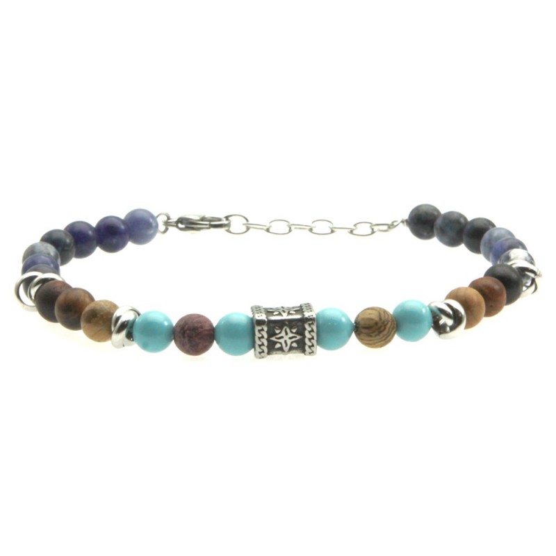 bracciale uomo pietre e rosa dei venti
