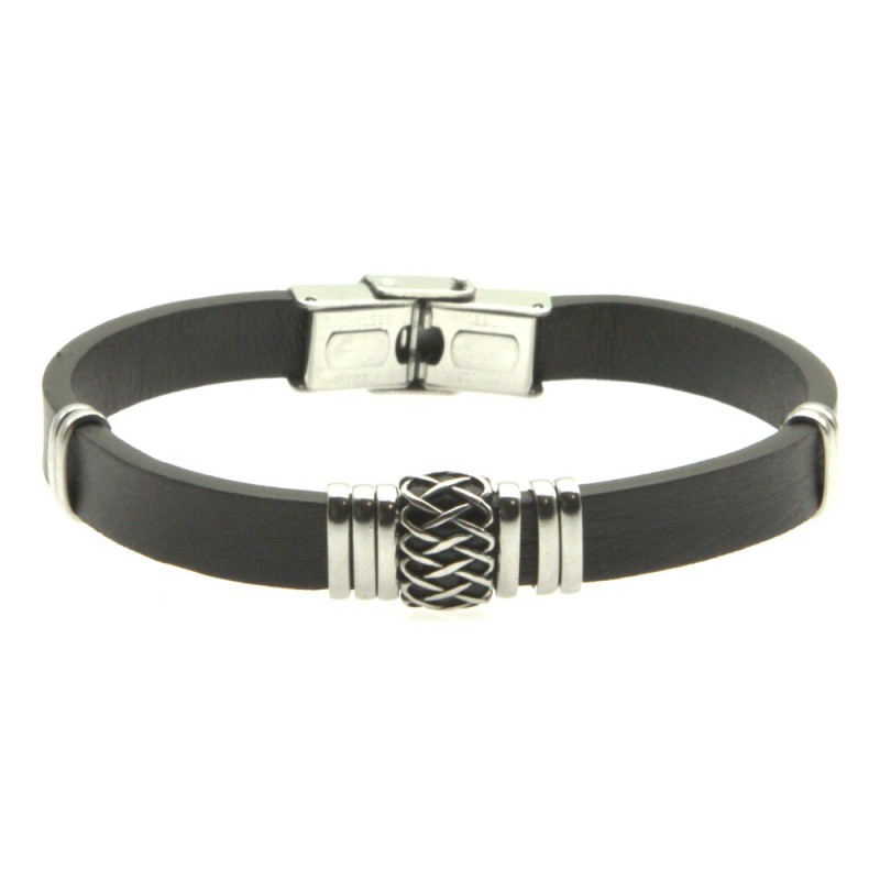 bracciale pelle nera uomo