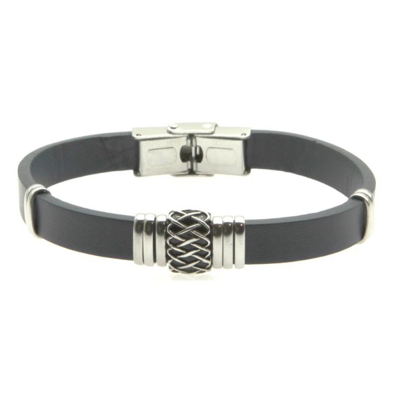 bracciale pelle blu scuro uomo