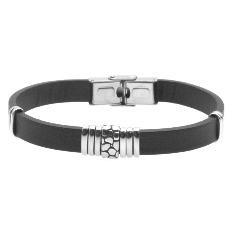 bracciale pelle nera uomo