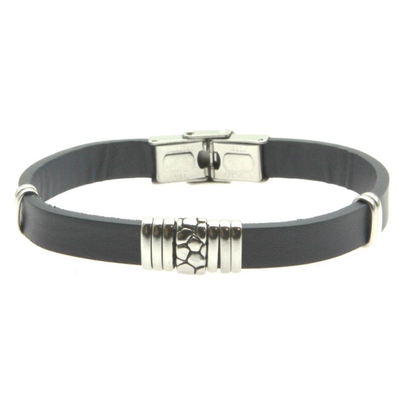 bracciale pelle blu scuro uomo