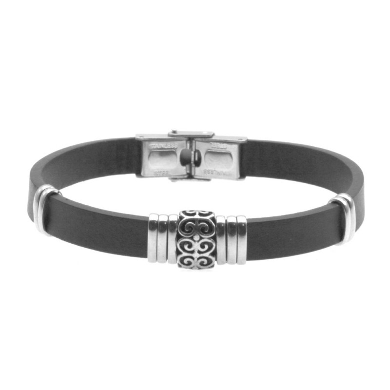 bracciale pelle nera uomo