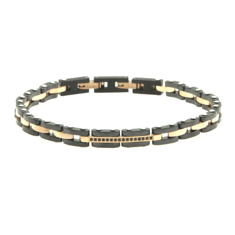 bracciale uomo acciaio ceramica e strass