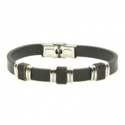 bracciale pelle marrone uomo e acciaio