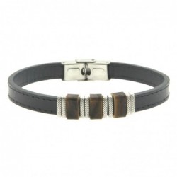 bracciale pelle blu uomo e acciaio