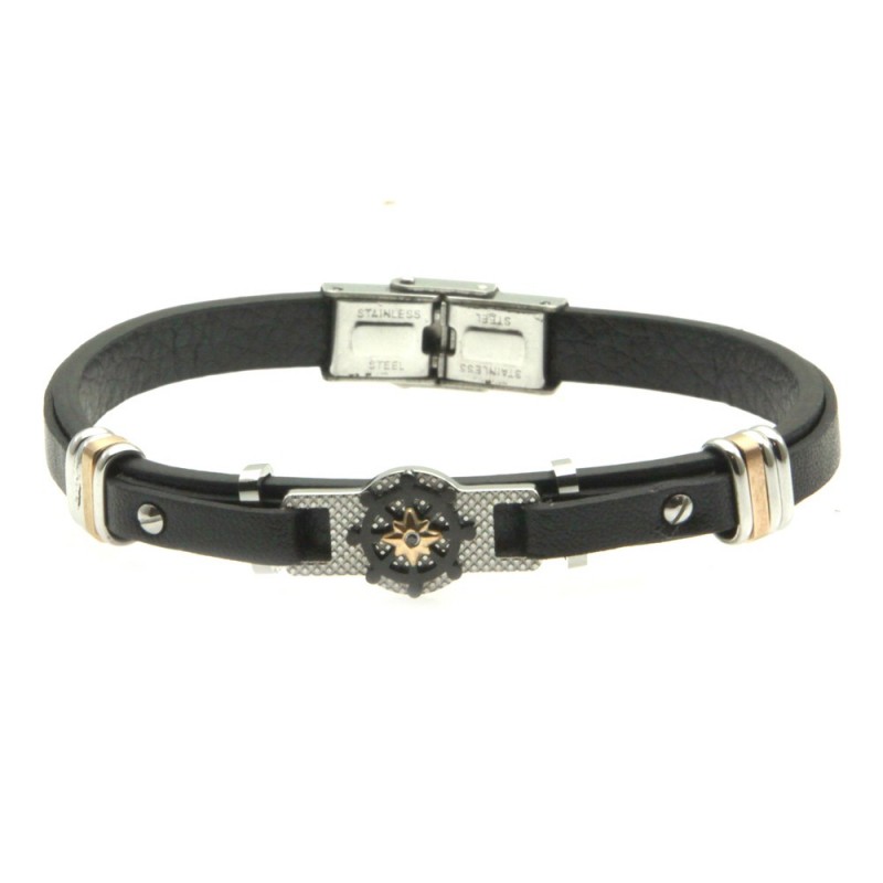 bracciale pelle uomo rosa dei venti