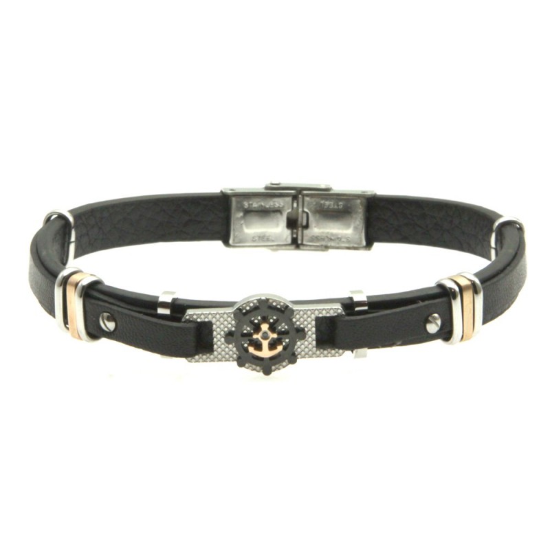 bracciale pelle uomo ancora