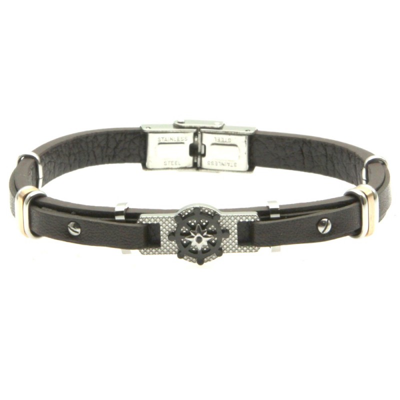 bracciale pelle uomo rosa dei venti