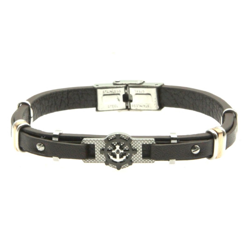 bracciale pelle uomo ancora