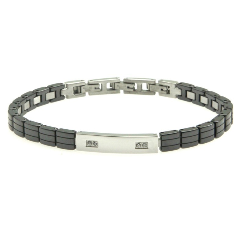 bracciale uomo ceramica piastra acciaio strass