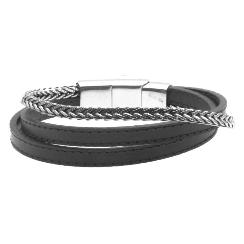 bracciale pelle uomo e catana acciaio