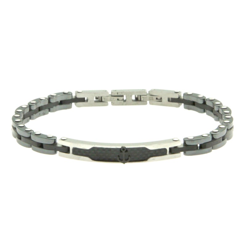 bracciale uomo acciaio ceramica e ancora