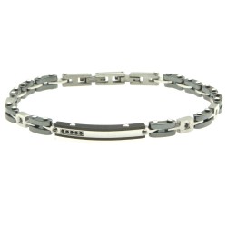 bracciale uomo acciaio ceramica e strass