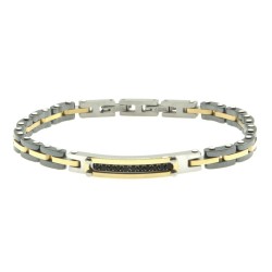 bracciale uomo acciaio ceramica e strass