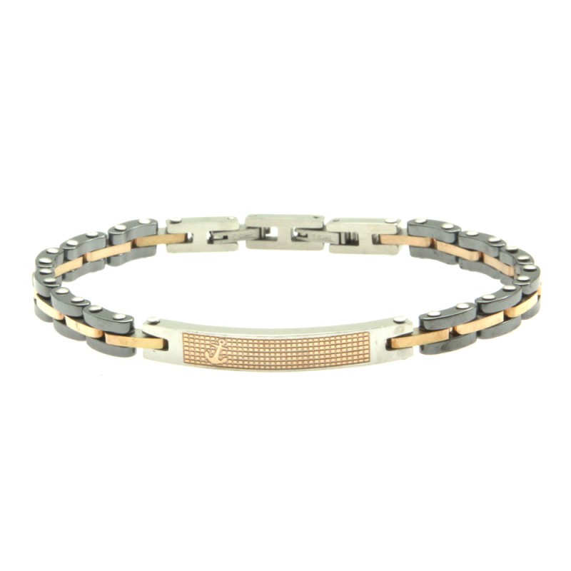 bracciale uomo acciaio ceramica e ancora