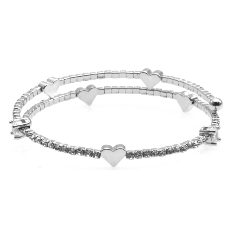 bracciale donna cuori e strass rigido