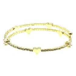 bracciale donna cuori e strass rigido
