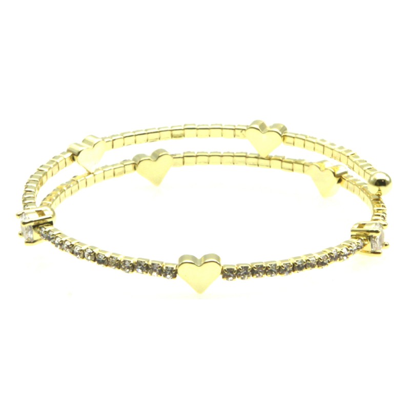 bracciale donna cuori e strass rigido