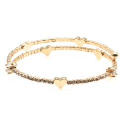 bracciale donna cuori e strass rigido
