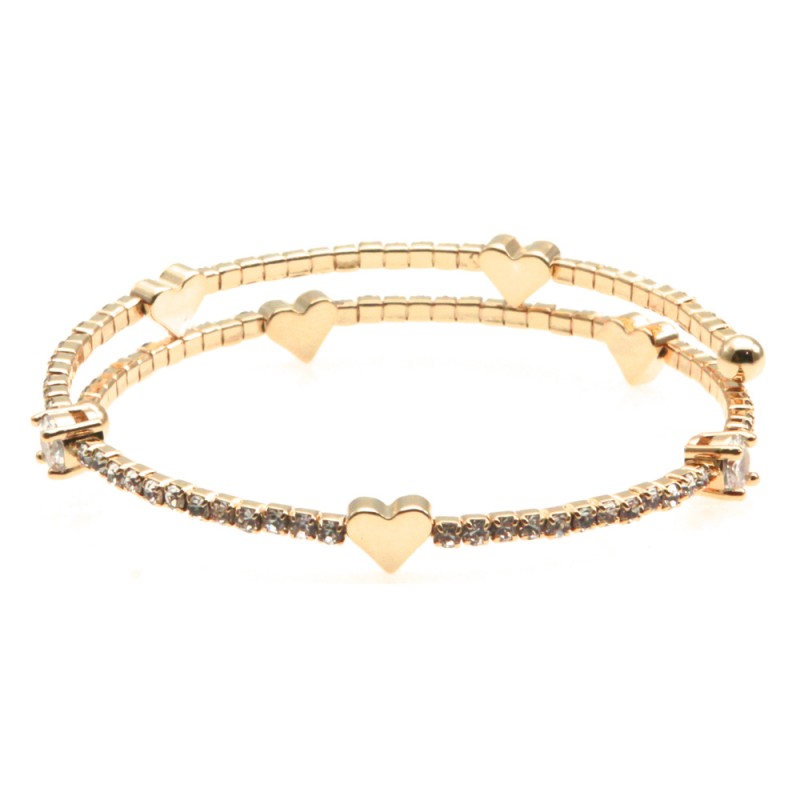 bracciale donna cuori e strass rigido
