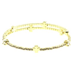 bracciale donna quadrifogli e strass rigido
